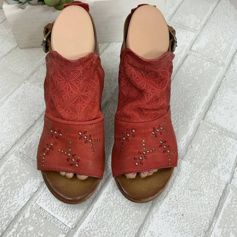 Miz Mooz Red and Tan Sandals